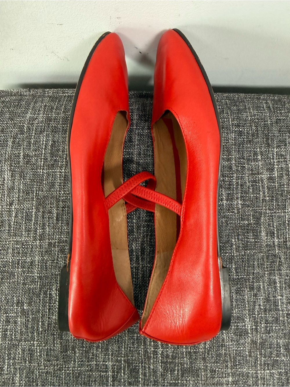 Madewell The Greta Ballet Flat Kilt Red Leather Mary Jane Square Toe Size 6.5 - Picture 6 of 11